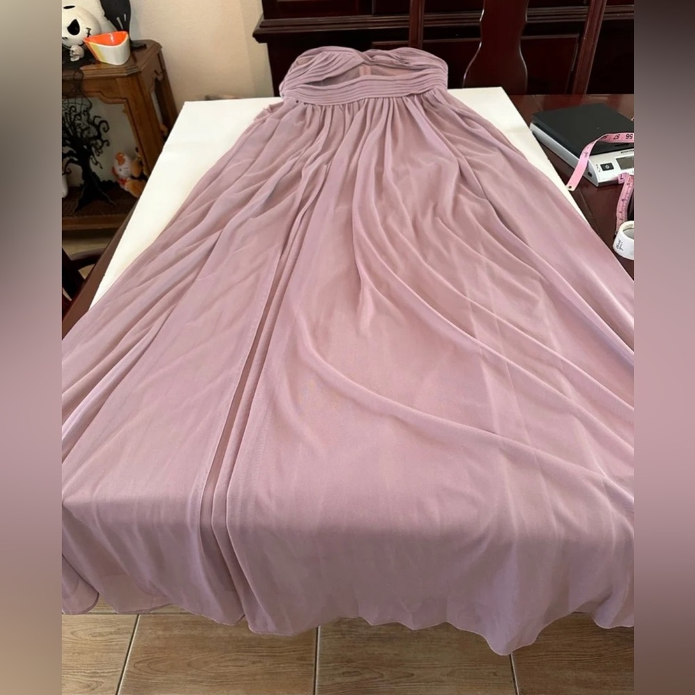 EVA USA 3125 Mauve Maxi Gown with Pleating and Mesh Panels size Medium - Picture 9 of 11
